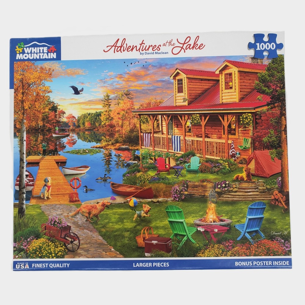 White Mountain Puzzles Adventures at the Lake 1000 Piece Jigsaw Puzzle 1746 USA
